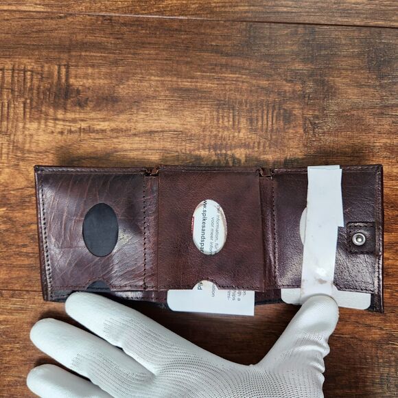 Spikes And Sparrow Mens Brandy Brown Leather Trifold Wallet RFID Protected - Picture 3 of 8